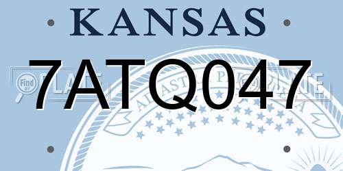 7ATQ047 Kansas License Plate