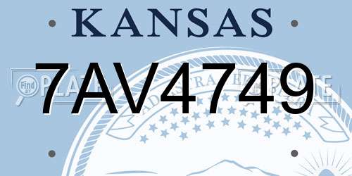 7AV4749 Kansas License Plate