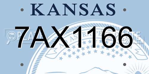7AX1166 Kansas License Plate