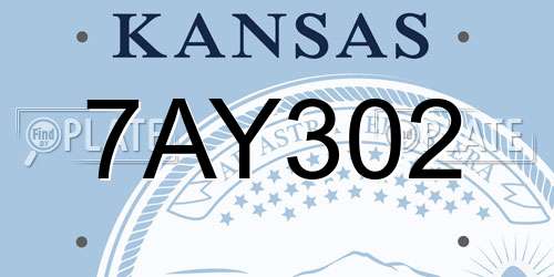 7AY302 Kansas License Plate