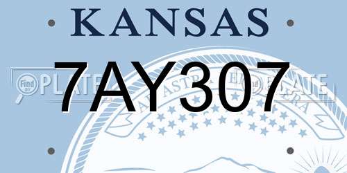 7AY307 Kansas License Plate