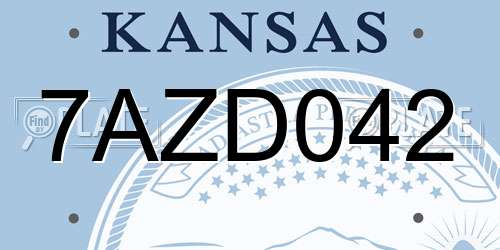 7AZD042 Kansas License Plate