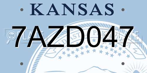 7AZD047 Kansas License Plate