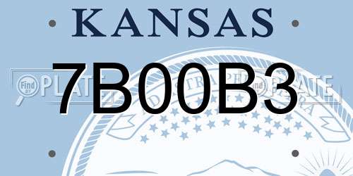 7B00B3 Kansas License Plate