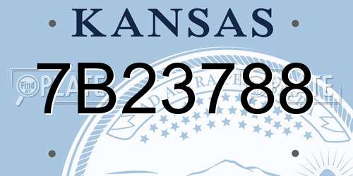 7B23788 Kansas License Plate