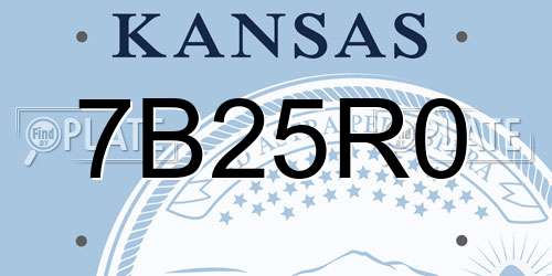 7B25R0 Kansas License Plate
