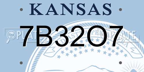 7B32O7 Kansas License Plate