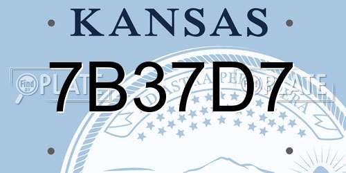 7B37D7 Kansas License Plate
