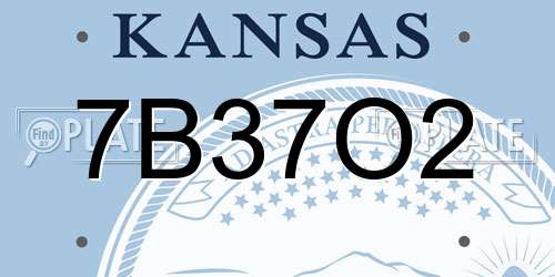 7B37O2 Kansas License Plate