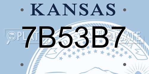 7B53B7 Kansas License Plate