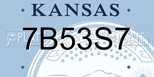 7B53S7 Kansas License Plate