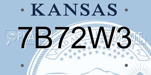 7B72W3 Kansas License Plate