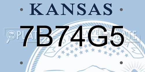 7B74G5 Kansas License Plate