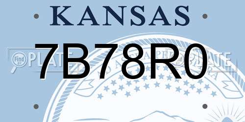 7B78R0 Kansas License Plate