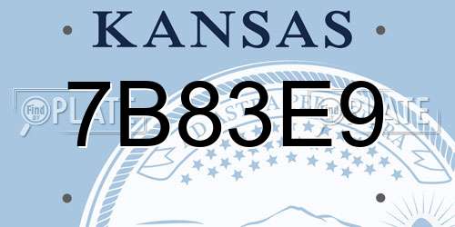 7B83E9 Kansas License Plate