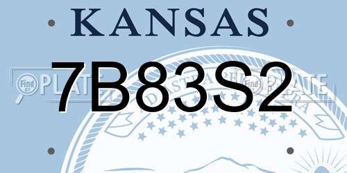 7B83S2 Kansas License Plate