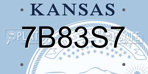 7B83S7 Kansas License Plate