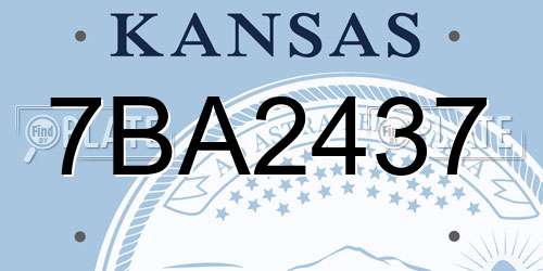 7BA2437 Kansas License Plate