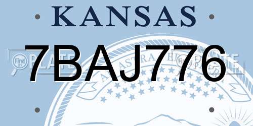 7BAJ776 Kansas License Plate