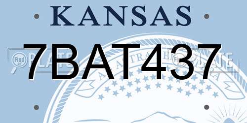 7BAT437 Kansas License Plate