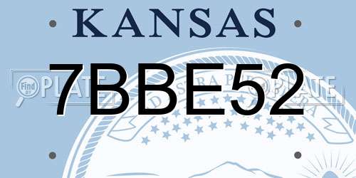 7BBE52 Kansas License Plate