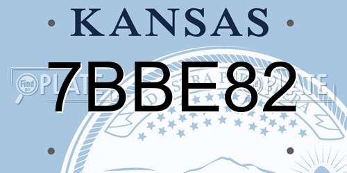 7BBE82 Kansas License Plate