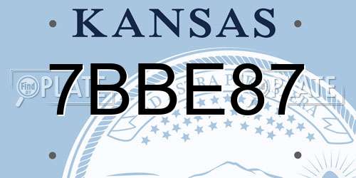 7BBE87 Kansas License Plate