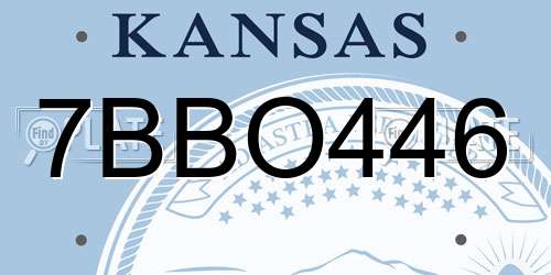 7BBO446 Kansas License Plate