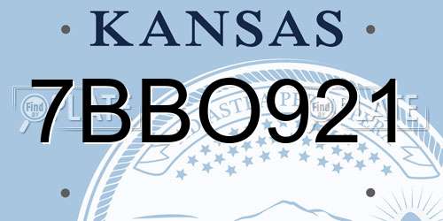 7BBO921 Kansas License Plate