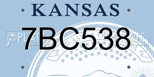 7BC538 Kansas License Plate