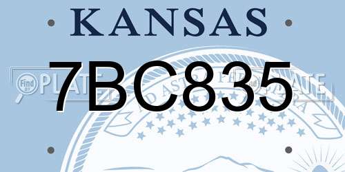 7BC835 Kansas License Plate