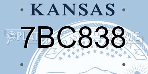 7BC838 Kansas License Plate