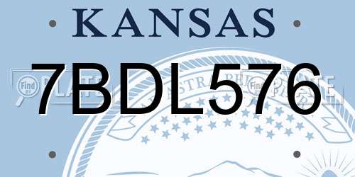7BDL576 Kansas License Plate