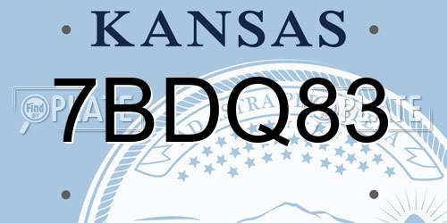 7BDQ83 Kansas License Plate