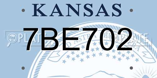 7BE702 Kansas License Plate
