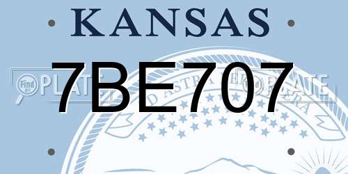 7BE707 Kansas License Plate
