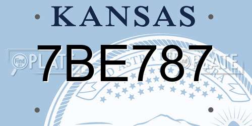 7BE787 Kansas License Plate