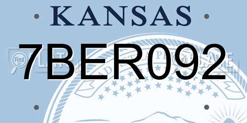 7BER092 Kansas License Plate