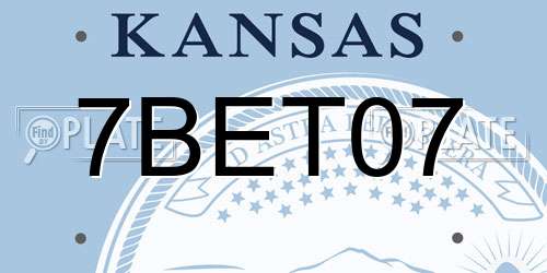 7BET07 Kansas License Plate