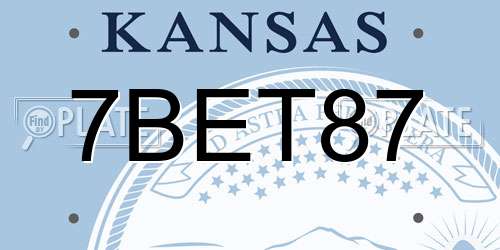 7BET87 Kansas License Plate