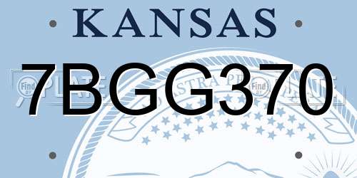 7BGG370 Kansas License Plate