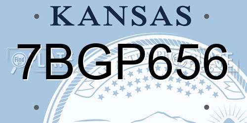 7BGP656 Kansas License Plate
