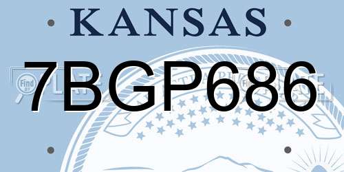 7BGP686 Kansas License Plate