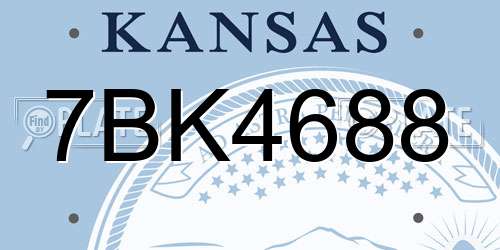 7BK4688 Kansas License Plate