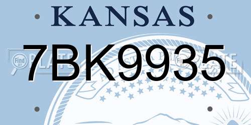 7BK9935 Kansas License Plate