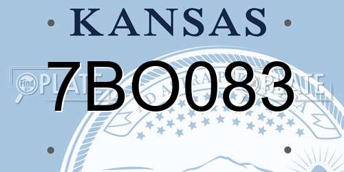 7BO083 Kansas License Plate