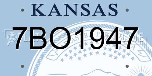 7BO1947 Kansas License Plate