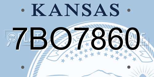 7BO7860 Kansas License Plate