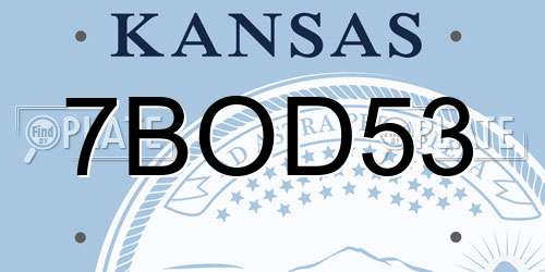 7BOD53 Kansas License Plate