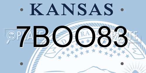 7BOO83 Kansas License Plate
